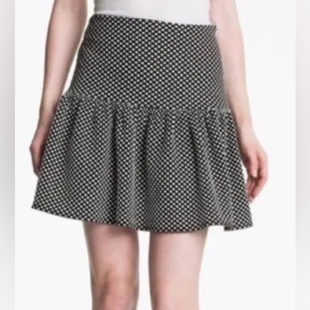 Collective Concepts Black White Polka Dot A-Line Textured Size XS